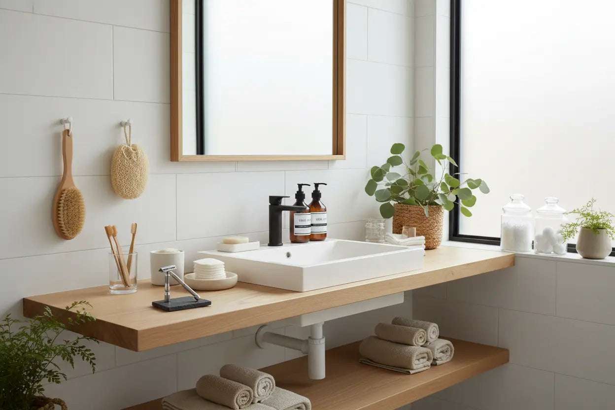 Articles de décoration pour salle de bain.