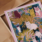 Affiche, poster, impression d'art Le jardin des chats, A1, A2, A3, A4.
