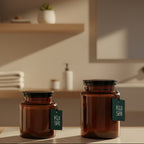 Ensemble de bocaux en verre ambré