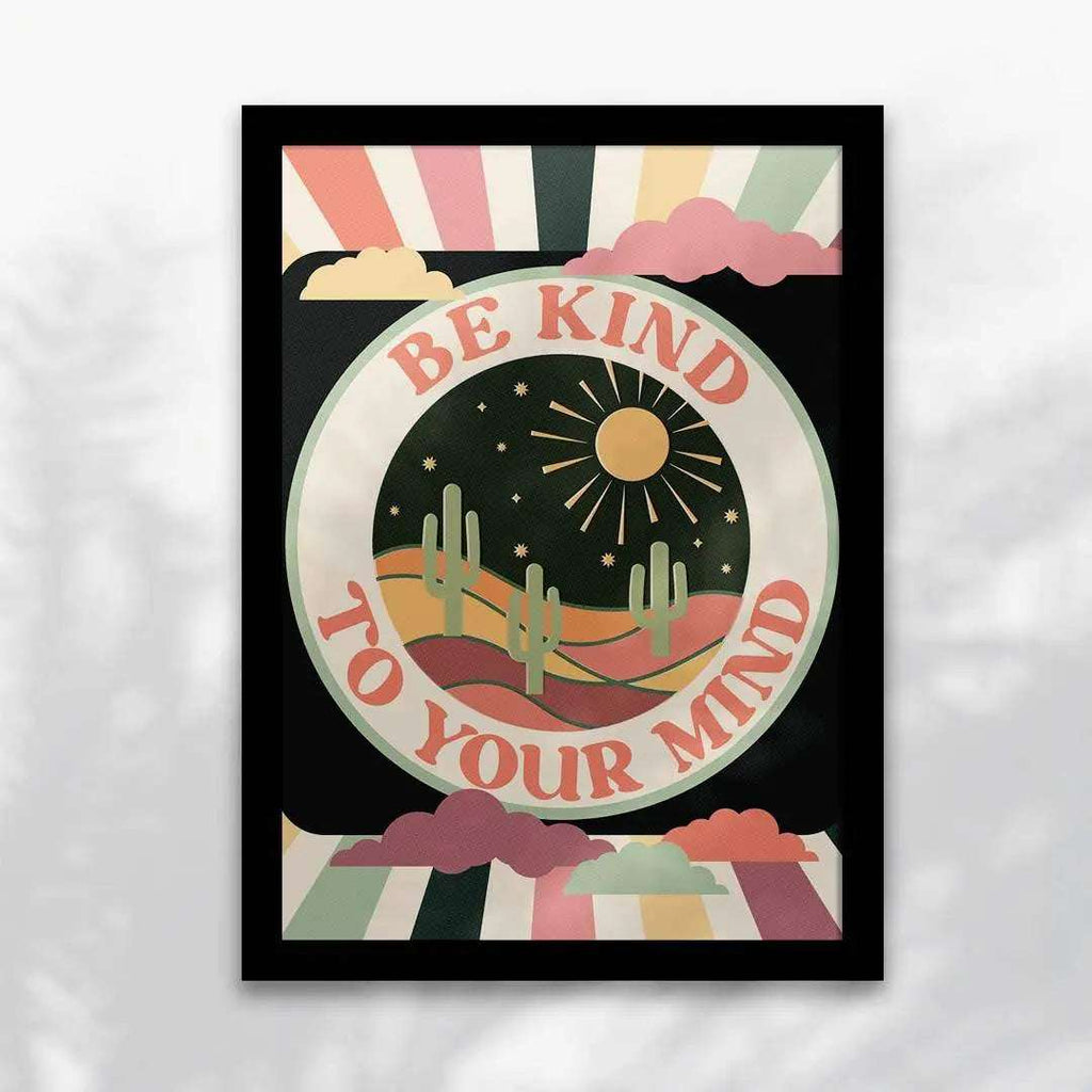 Impression d'art, affiche vintage inspirante et positive avec cadre noir.