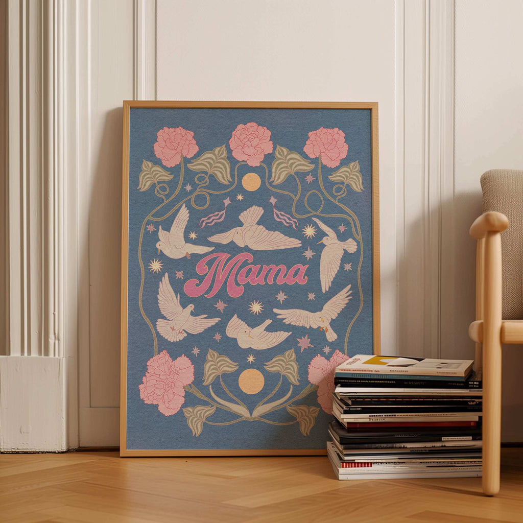 Impression d'art, affiche d'artiste illustratrice sur l'amour mère-enfant.
