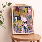 Impression d'art, affiche par l'artiste anglaise Kitty Le jardin des chats.