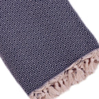 Plaid artisanal 100% coton motif cristal bleu foncé.