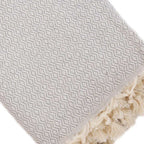 Plaid artisanal 100% coton motif cristal gris clair.