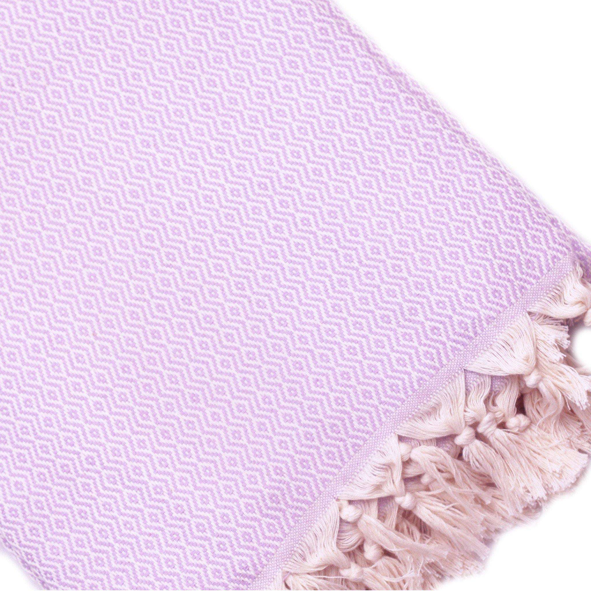 Plaid artisanal 100% coton motif cristal lilas clair.