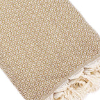 Plaid artisanal 100% coton motif cristal marron.