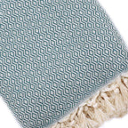 Plaid artisanal 100% coton motif cristal couleur pétrole.