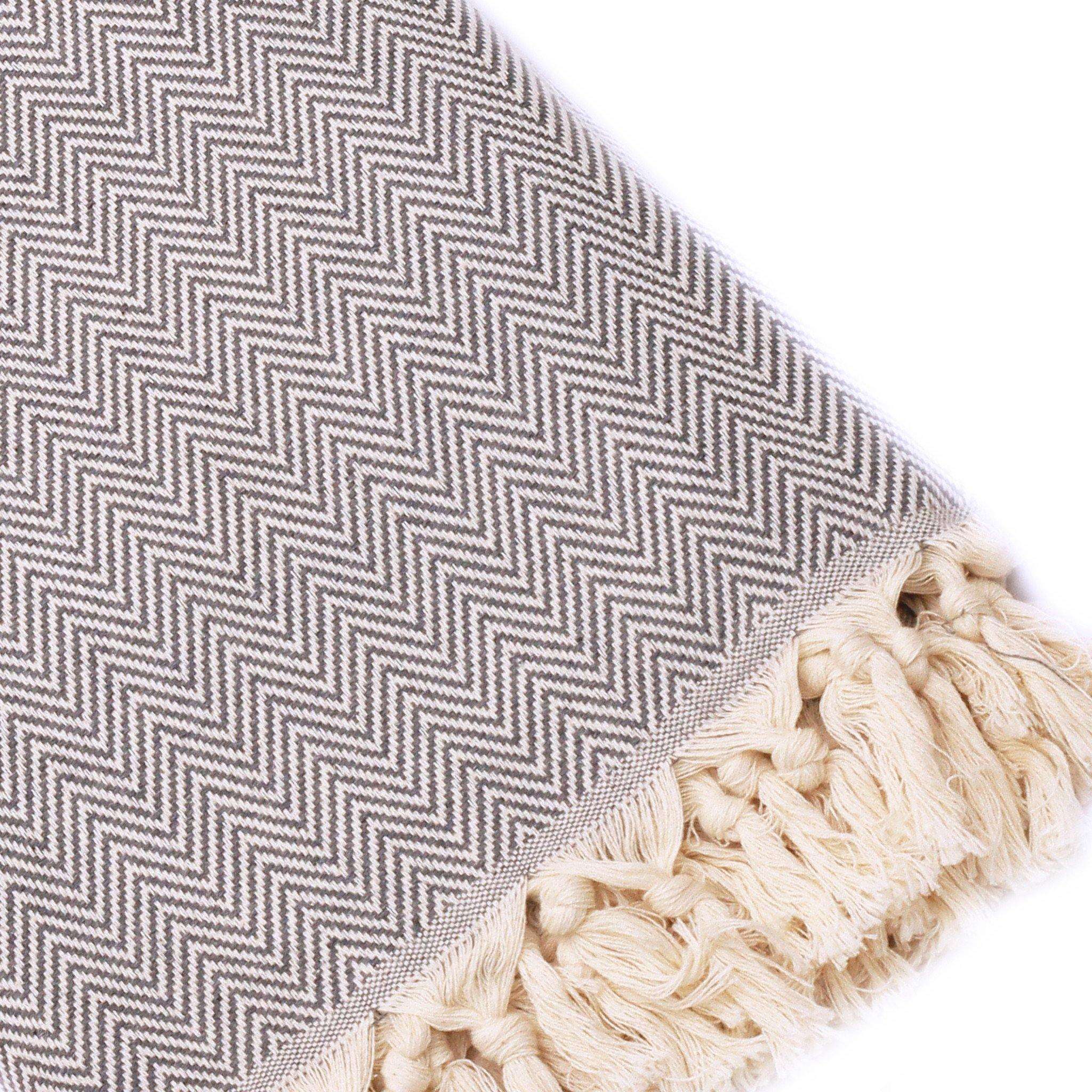 Plaid artisanal turque gris motifs chevrons.