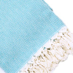 Plaid artisanal turque turquoise motifs chevrons.