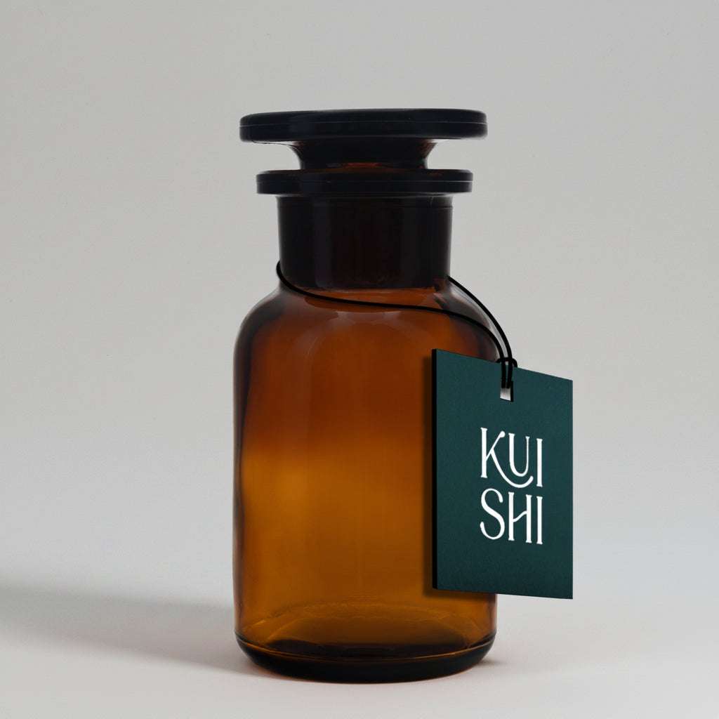 Pot d'apothicaire 100ml en verre ambré.