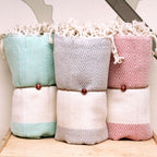 Serviette turque artisanale motif diamant.