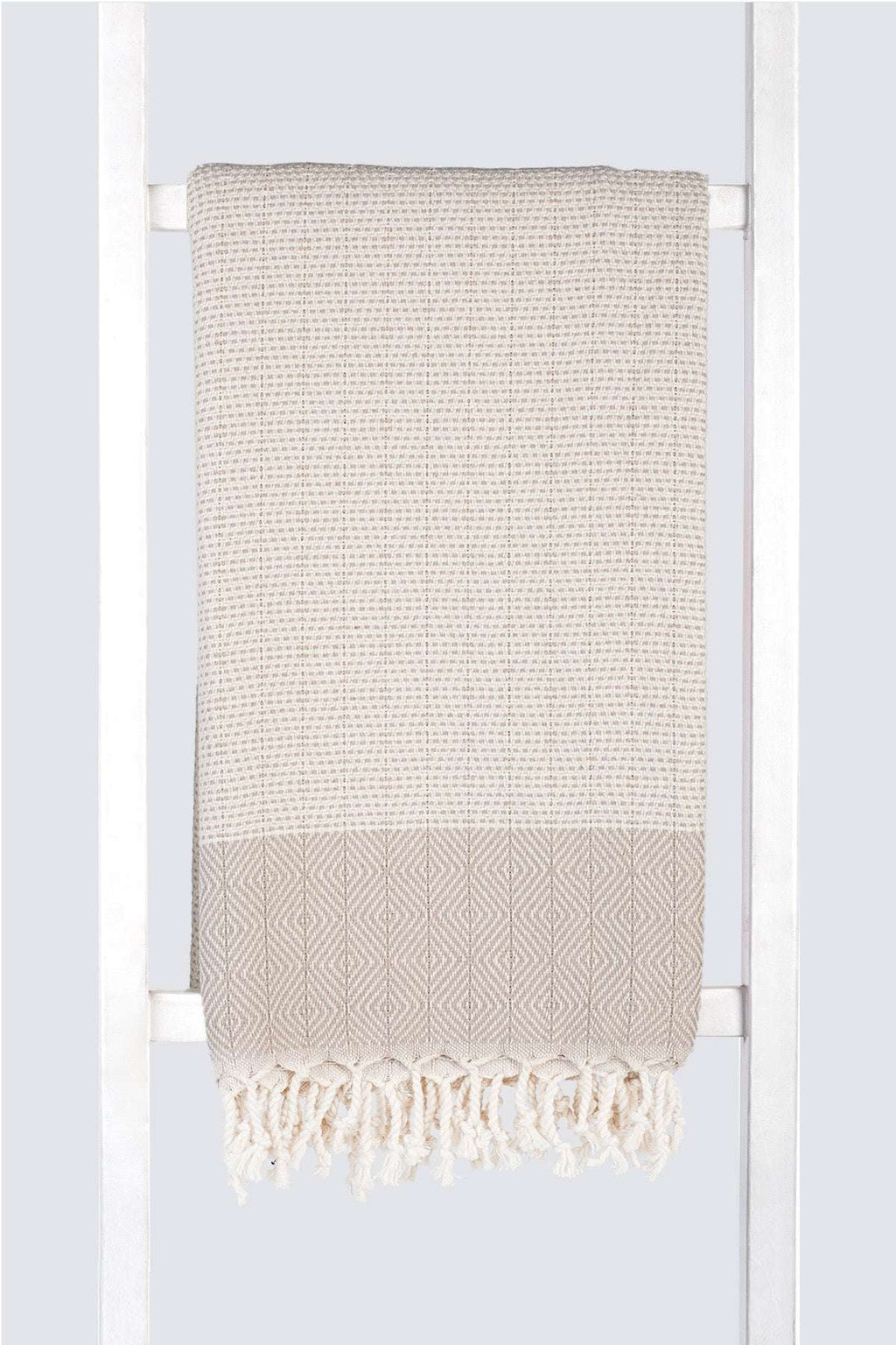 Serviette turque artisanale, Peshtemal coton turc beige.
