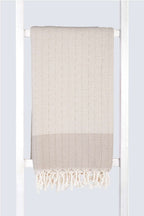 Serviette turque artisanale, Peshtemal coton turc beige.