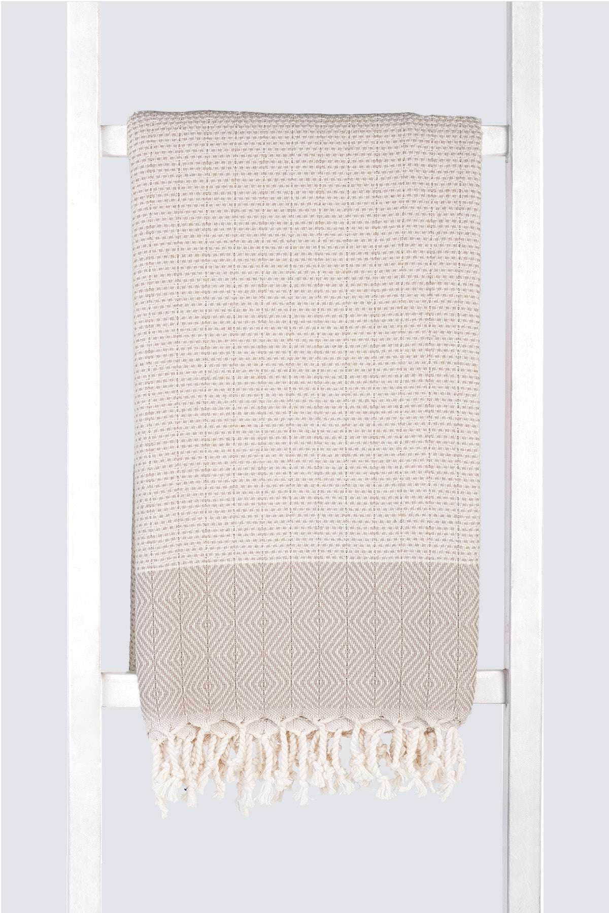 Serviette turque artisanale, Peshtemal coton turc beige.