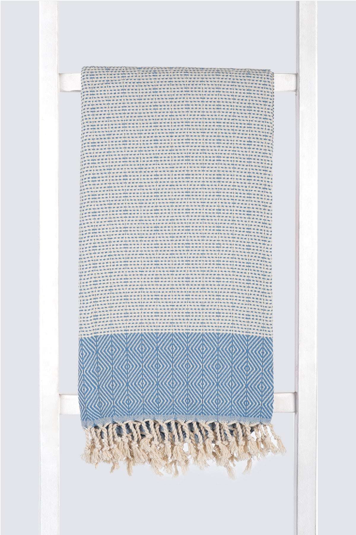 Serviette turque artisanale, Peshtemal coton turc couleur bleu nova.