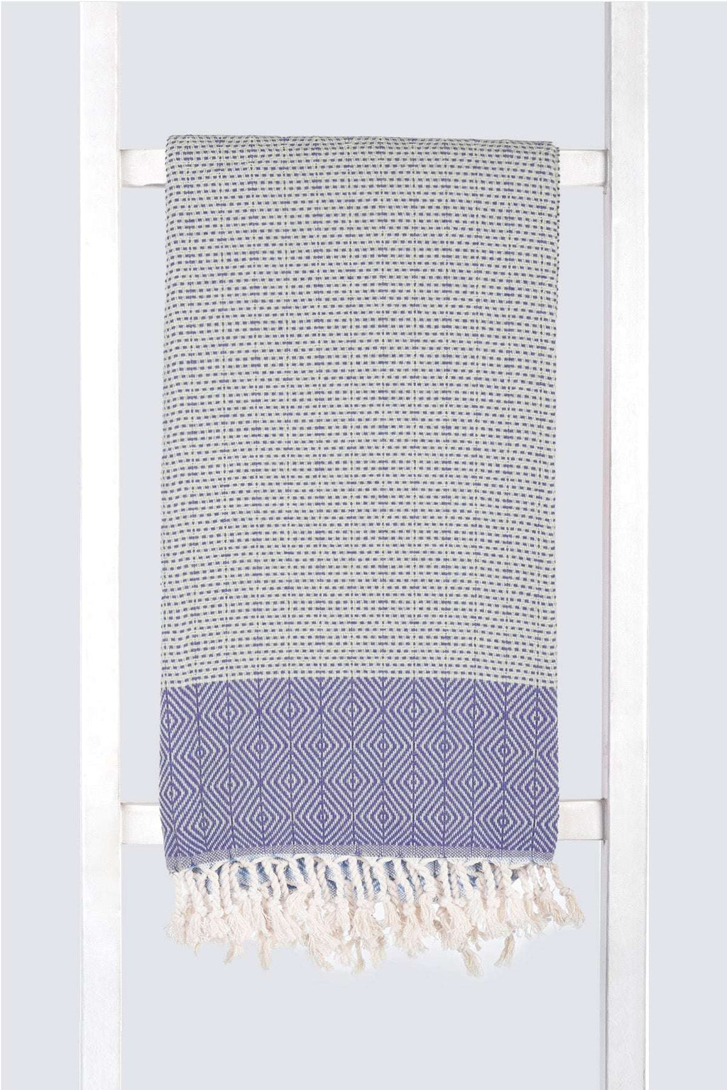 Serviette turque artisanale, Peshtemal coton turc bleu saxe.