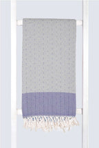 Serviette turque artisanale, Peshtemal coton turc bleu saxe.