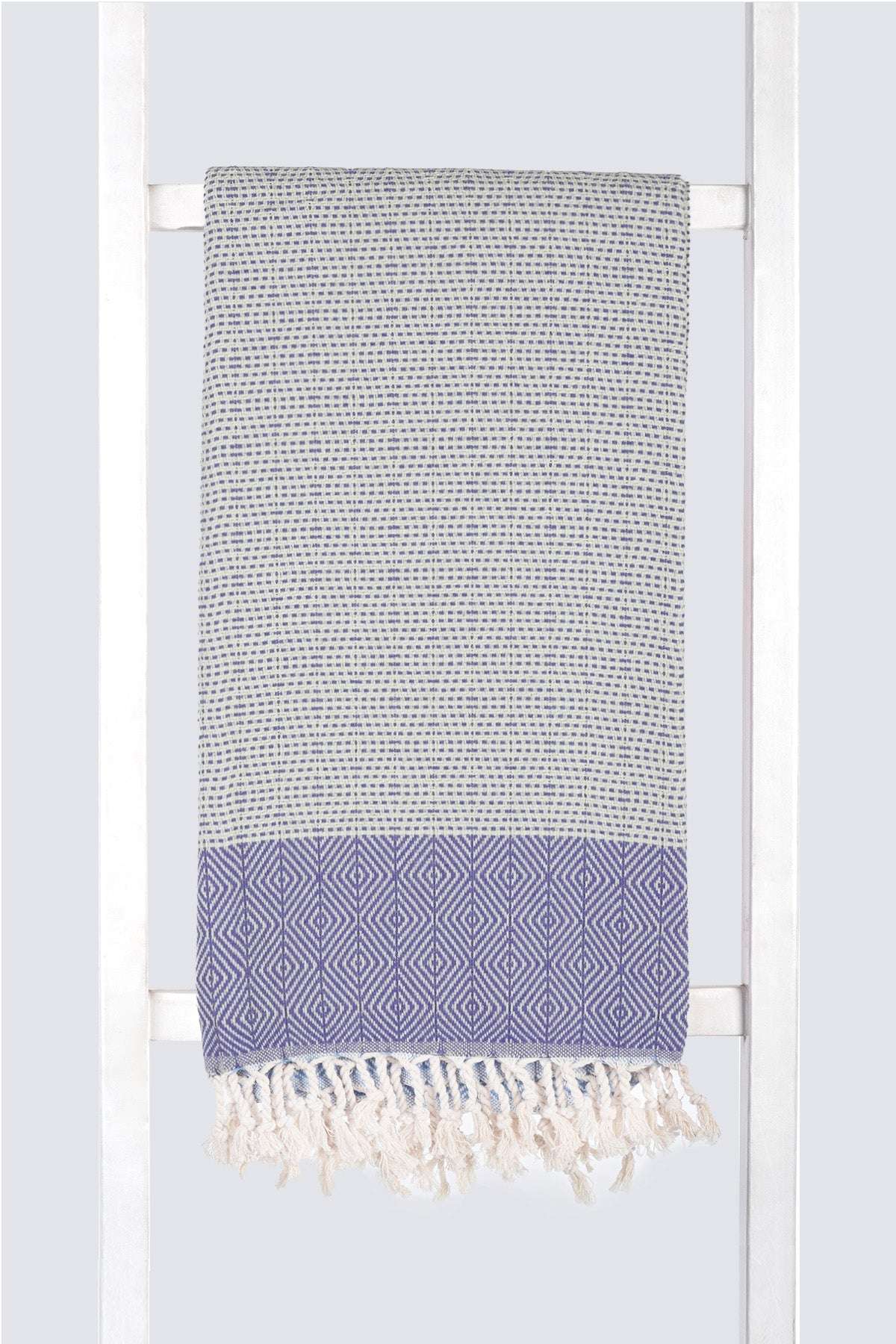 Serviette turque artisanale, Peshtemal coton turc bleu saxe.