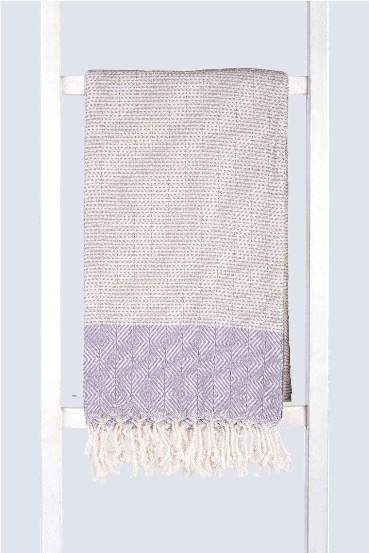 Serviette turque artisanale, Peshtemal coton turc couleur lilas.