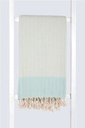 Serviette turque artisanale, Peshtemal coton turc, couleur menthe.