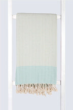 Serviette turque artisanale, Peshtemal coton turc, couleur menthe.