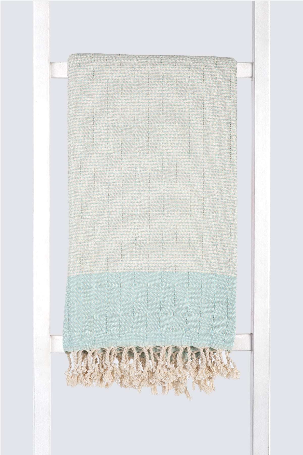 Serviette turque artisanale, Peshtemal coton turc, couleur menthe.