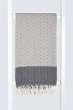 Serviette turque artisanale, Peshtemal en pur coton turc, noir.