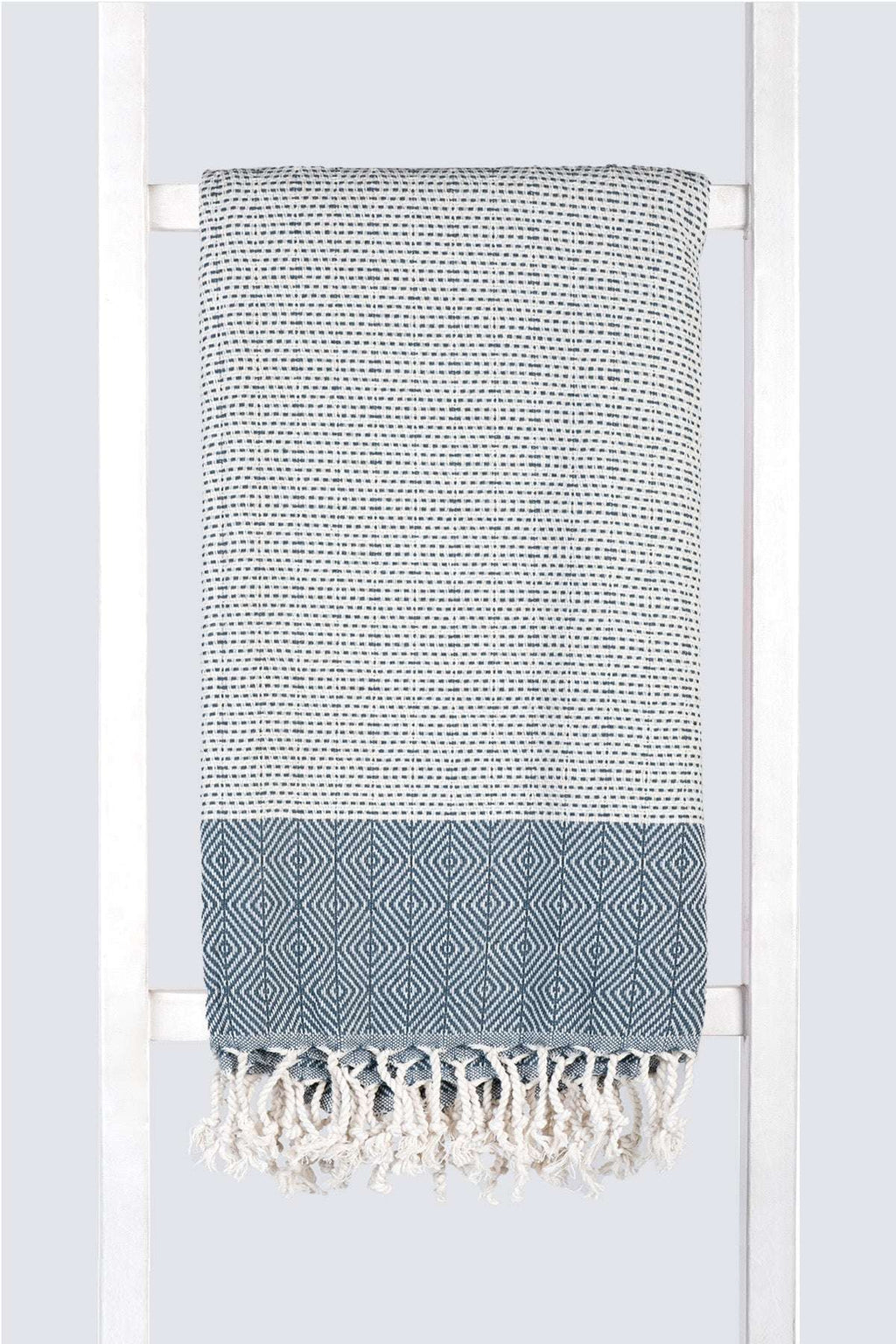 Serviette turque artisanale, Peshtemal pur coton turc, couleur pétrole.