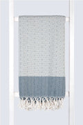 Serviette turque artisanale, Peshtemal pur coton turc, couleur pétrole.