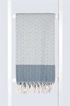 Serviette turque artisanale, Peshtemal pur coton turc, couleur pétrole.