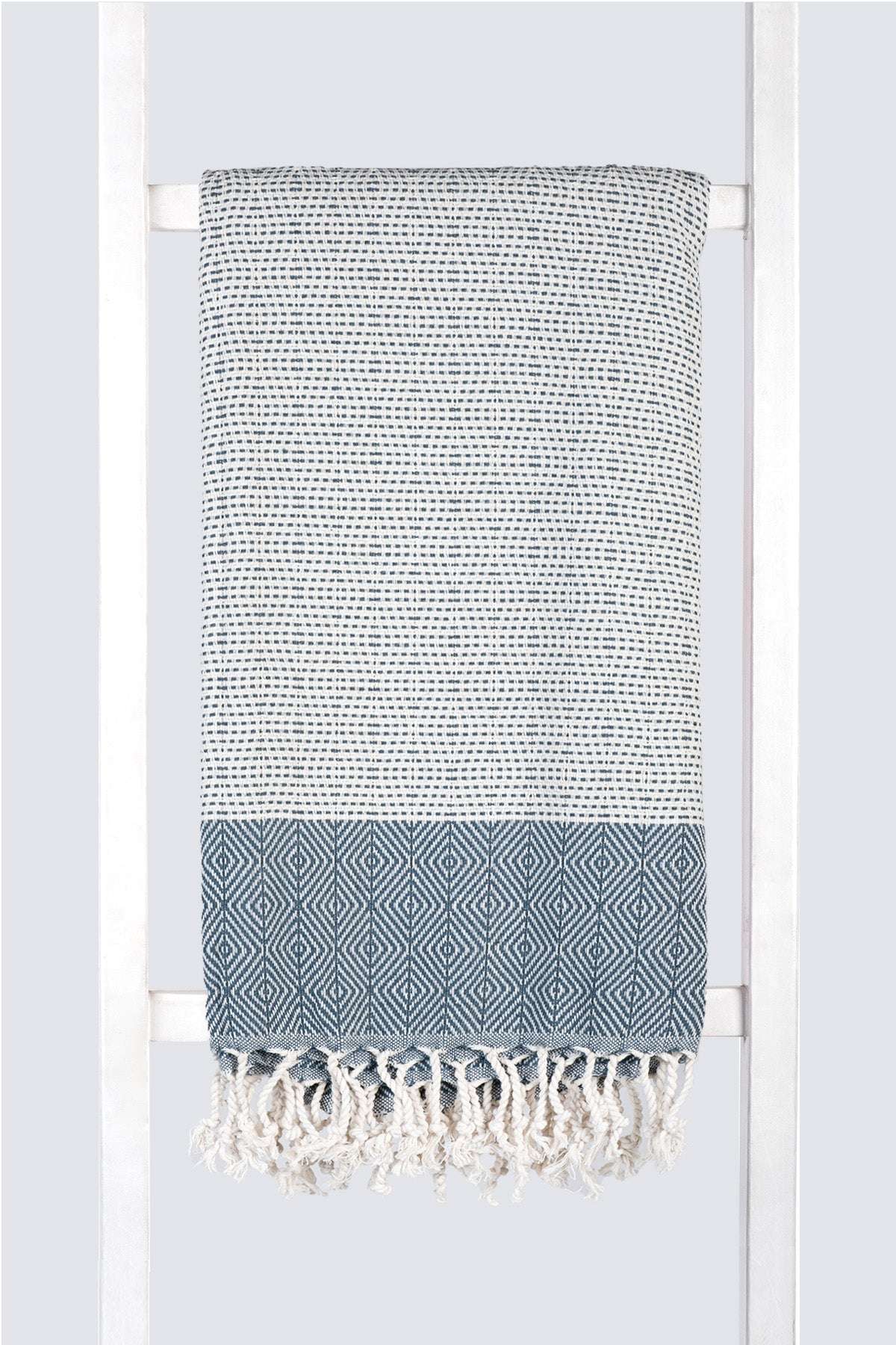 Serviette turque artisanale, Peshtemal pur coton turc, couleur pétrole.