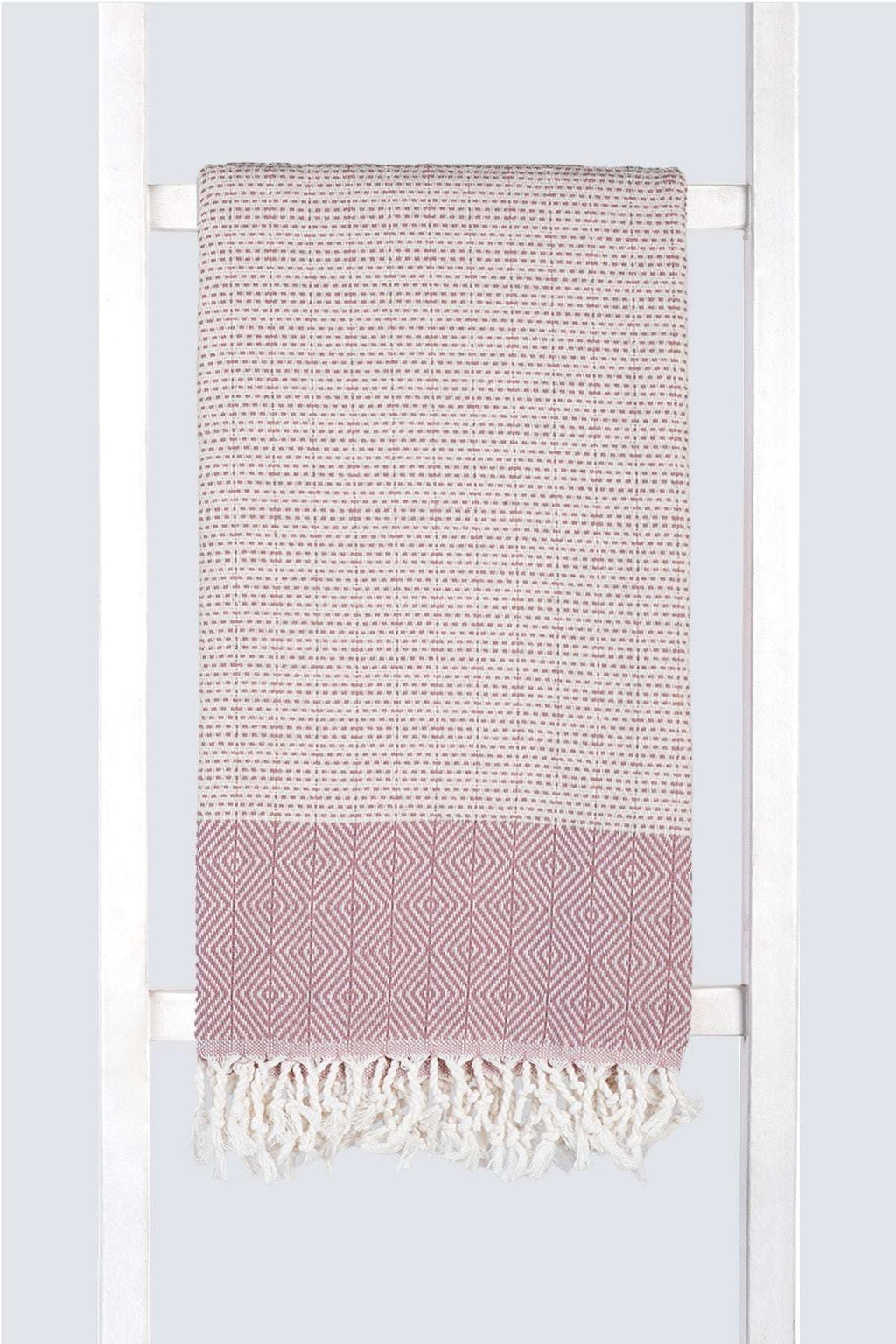 Serviette turque artisanale, Peshtemal coton turc couleur saumon.