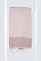 Serviette turque artisanale, Peshtemal coton turc couleur saumon.