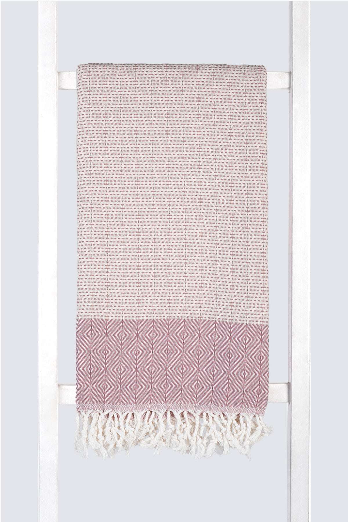 Serviette turque artisanale, Peshtemal coton turc couleur saumon.