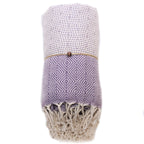 Serviette turque artisanale, Peshtemal coton turc couleur violet.