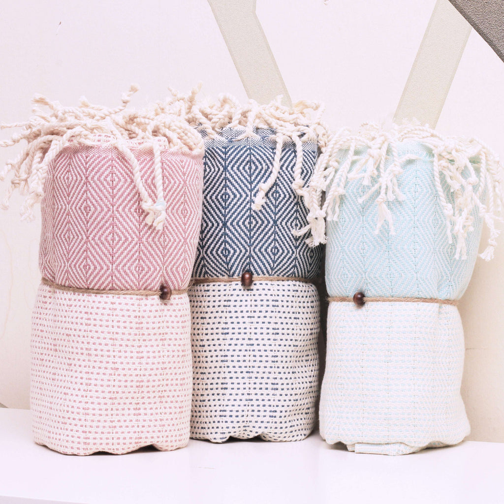 Serviette turque artisanale, Peshtemal en pur coton turc.