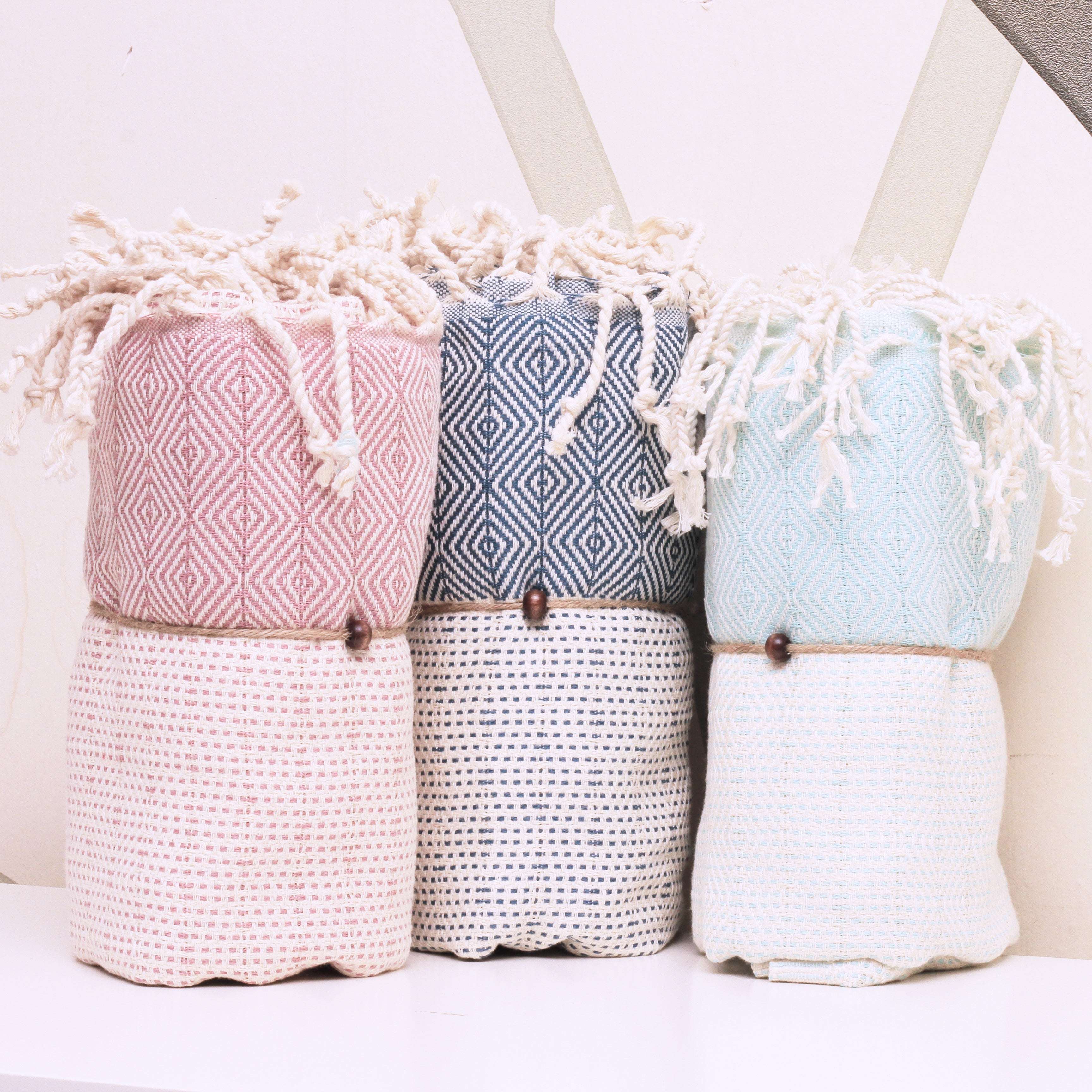Serviette turque artisanale, Peshtemal en pur coton turc.