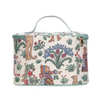 Trousse de toilette et à maquillage avec anse en tapisserie motifs Alice au pays des merveilles vue de dos.